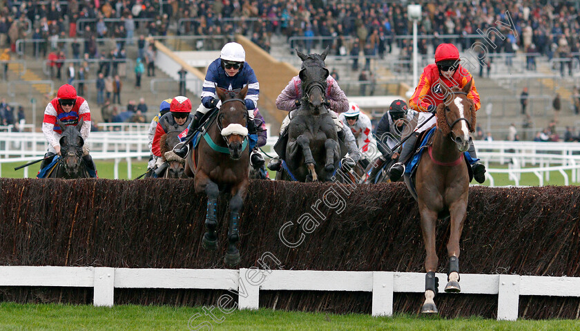 Uhlan-Bute-and-Plantagenet-0002 
 UHLAN BUTE (right, Lucy Turner) jumps with PLANTAGENET (left, Gina Andrews) 
Cheltenham 25 Oct 2019 - Pic Steven Cargill / Racingfotos.com