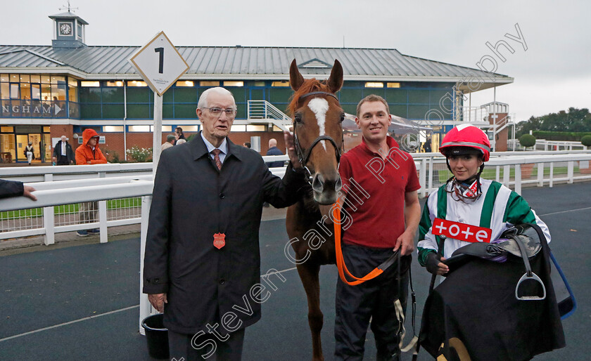 Foursome-0006 
 FOURSOME (Morgan Cole) winner of The Trustatrader You Can Trust Our Traders Apprentice Handicap
Nottingham 11 Oct 2023 - Pic Steven Cargill / Racingfotos.com