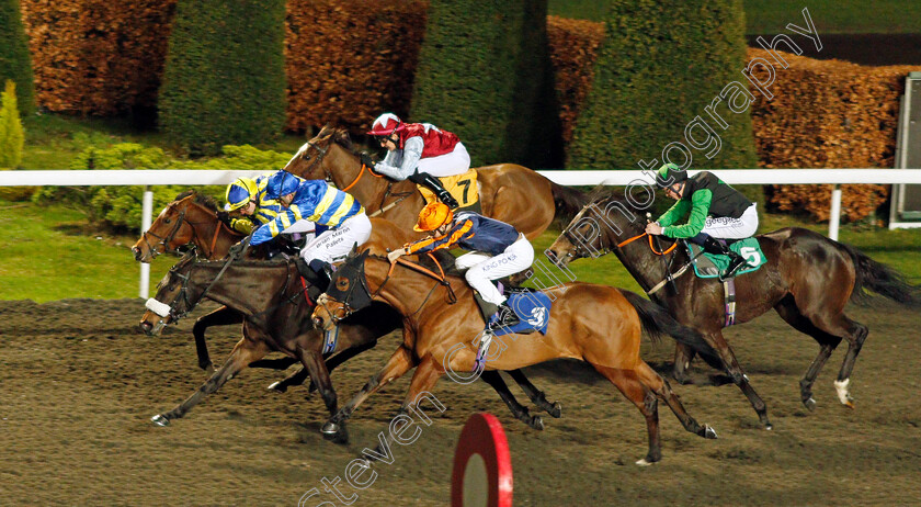 Zoom-Zoom-Babe-0004 
 ZOOM ZOOM BABE (blue cap, Theodore Ladd) beats MAJESTIC TEJAAN (yellow cap) and HOLD FAST (3) in The Try Our New Price Boosts At Unibet Fillies Handicap
Kempton 16 Feb 2022 - Pic Steven Cargill / Racingfotos.com