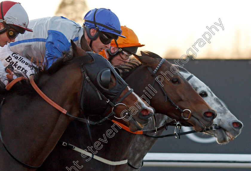 Chitra-0005 
 CHITRA (centre, Richard Kingscote) beats GREEN DOOR (left) and SOMETHING LUCKY (farside) in The Betway Live Casino Handicap
Lingfield 9 Dec 2019 - Pic Steven Cargill / Racingfotos.com