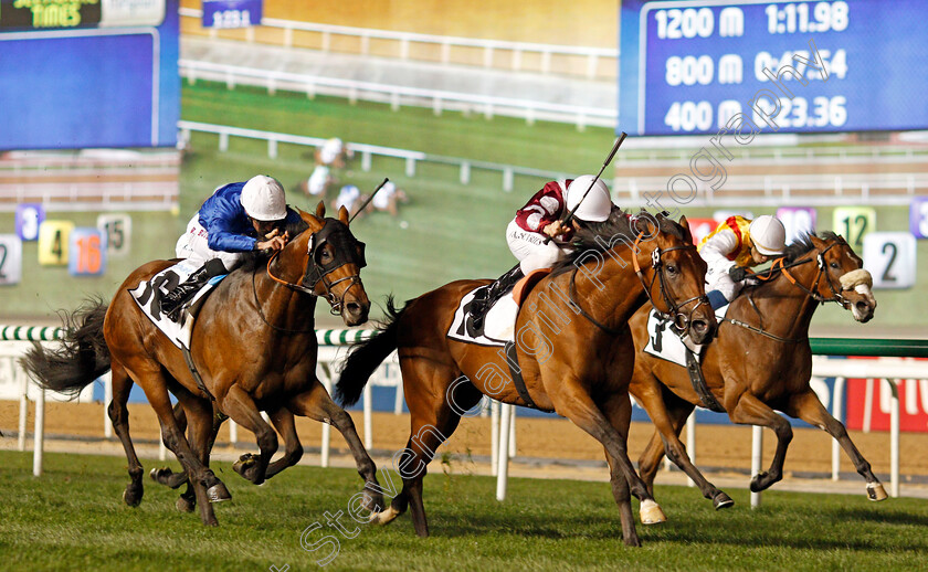 Wasim-0005 
 WASIM (Adrie De Vries) beats ZAMAN (left) in The Meydan Classic Trial Meydan 8 Feb 2018 - Pic Steven Cargill / Racingfotos.com