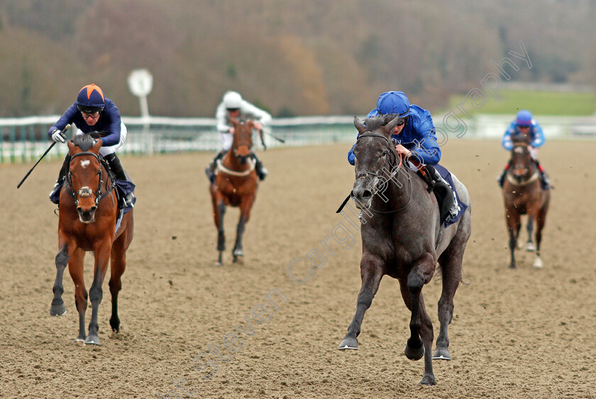 Broderie-0008 
 BRODERIE (Tom Marquand) beats CRAVING (left) in The 32Red Casino Novice Stakes Lingfield 2 Feb 2018 - Pic Steven Cargill / Racingfotos.com