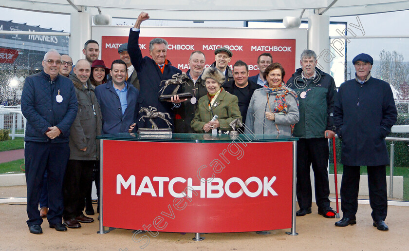 Benny s-Bridge-0006 
 Presentation to Biddestone Racing for The Matchbook Betting Exchange Podcast Conditional Jockeys Handicap Hurdle won by BENNY'S BRIDGE
Cheltenham 25 Oct 2019 - Pic Steven Cargill / Racingfotos.com