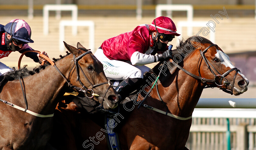 Colonel-Whitehead-0006 
 COLONEL WHITEHEAD (Ellie Mackenzie) beats DON'T TELL CLAIRE (left) in The Close Brothers Invoice Finance Handicap
Newmarket 19 Sep 2020 - Pic Steven Cargill / Racingfotos.com