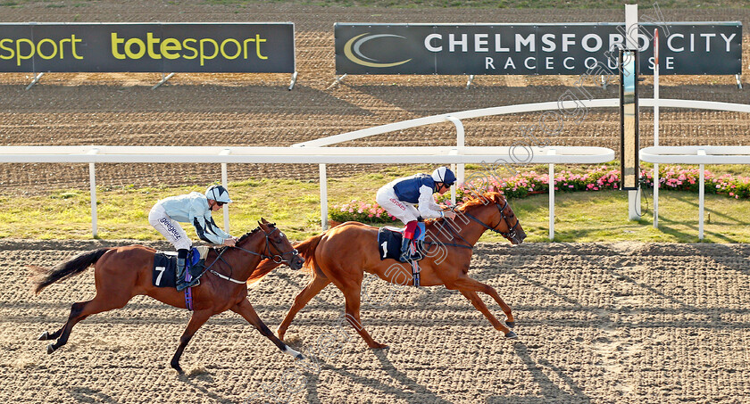 Cobber-Kain-0008 
 COBBER KAIN (Frankie Dettori) beats STRAIT OF HORMUZ (left) in The Bet At totesport.com Median Auction Maiden Stakes
Chelmsford 4 Sep 2019 - Pic Steven Cargill / Racingfotos.com