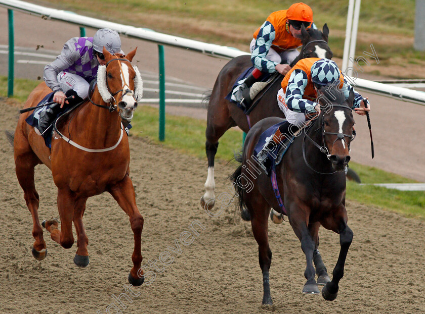 Cliffs-Of-Capri-0004 
 CLIFFS OF CAPRI (right, Dougie Costello) beats MEDICI BANCHIERE (left) in The 32Red.com Novice Stakes Lingfield 13 Jan 2018 - Pic Steven Cargill / Racingfotos.com