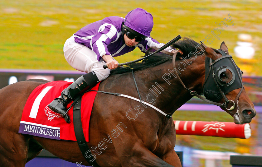 Mendelssohn-0002 
 MENDELSSOHN (Ryan Moore) wins The Breeders' Cup Juvenile Turf, Del Mar USA, 3 Nov 2017 - Pic Steven Cargill / Racingfotos.com