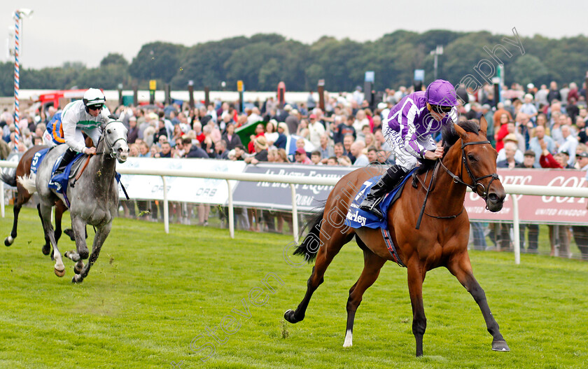 Snowfall-0005 
 SNOWFALL (Ryan Moore) wins The Darley Yorkshire Oaks
York 19 Aug 2021 - Pic Steven Cargill / Racingfotos.com