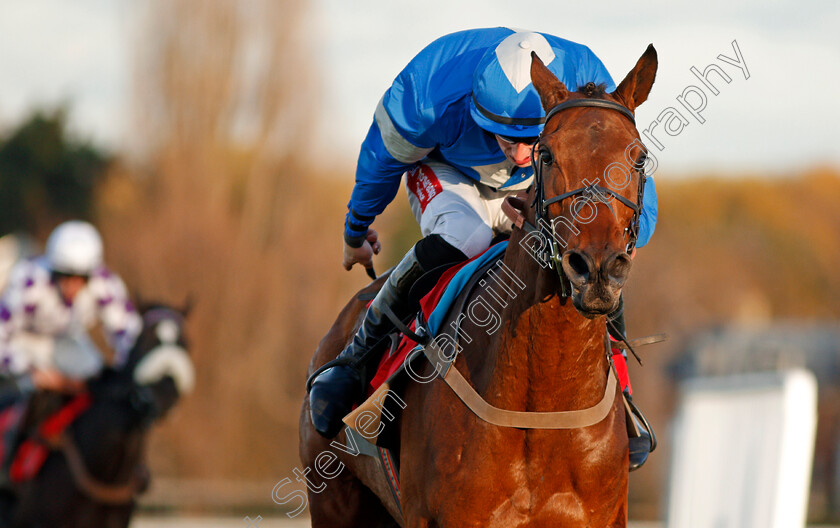 Maria s-Benefit-0008 
 MARIA'S BENEFIT (Ciaran Gethings) wins The Play Casino At 188bet Handicap Hurdle Sandown 12 Nov 2017 - Pic Steven Cargill / Racingfotos.com