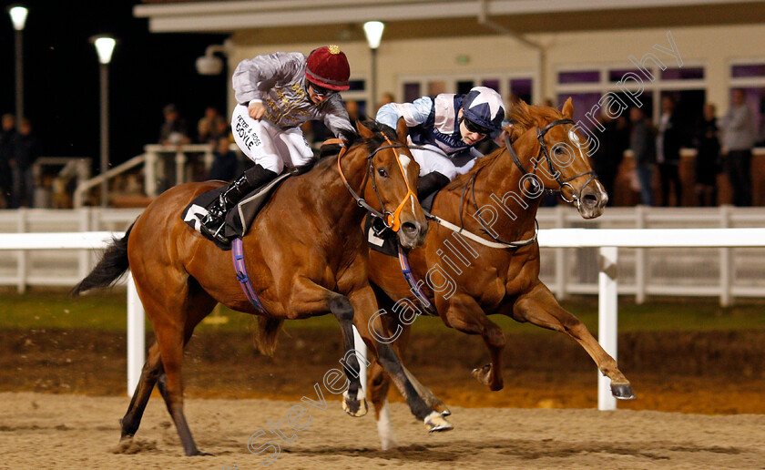 Mushtaq-0003 
 MUSHTAQ (left, Tom Marquand) beats CHOICE ENCOUNTER (right) in The Bet toteJackpot At betfred.com EBF Novice Stakes Chelmsford 7 Dec 2017 - Pic Steven Cargill / Racingfotos.com