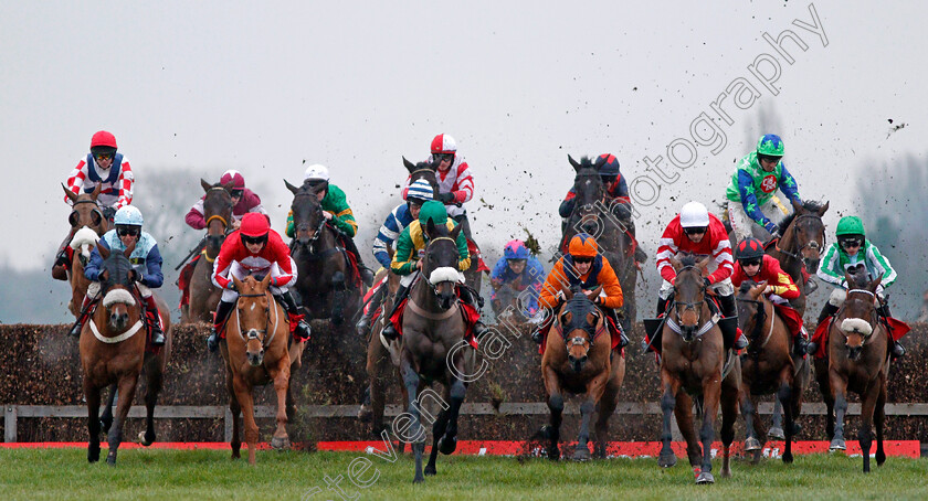 Total-Recall-0012 
 TOTAL RECALL (in rear, red and white, Paul Townend) take the water jump at the back of the field as PRESENT MAN (centre) and CONEYGREE (right) lead during The Ladbrokes Trophy Chase Newbury 2 Dec 2017 - Pic Steven Cargill / Racingfotos.com