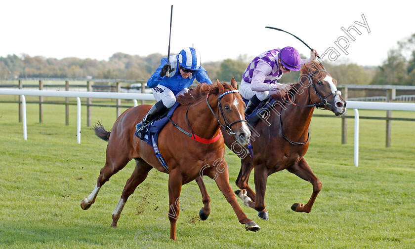 Raasel-0003 
 RAASEL (left, Jim Crowley) beats AMARILLO STAR (right) in The Starsports.bet Novice Stakes
Bath 16 Oct 2019 - Pic Steven Cargill / Racingfotos.com