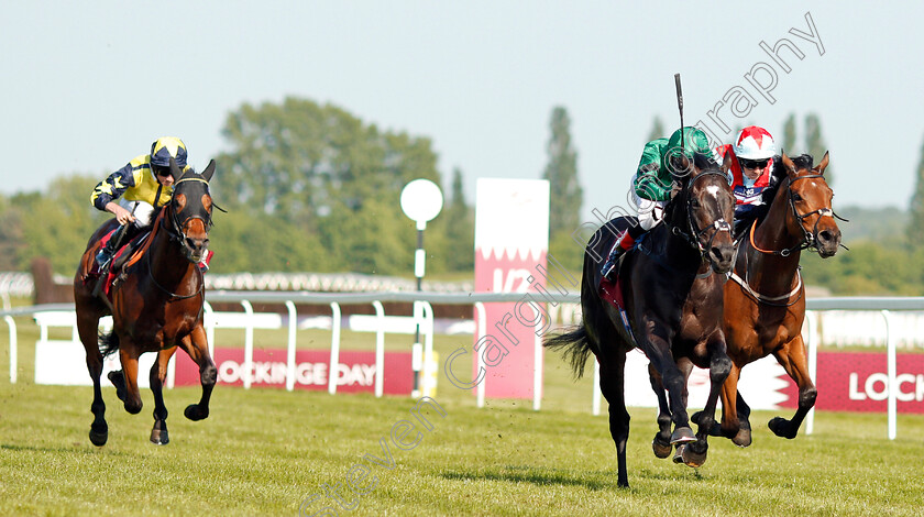 Pouvoir-Magique-0002 
 POUVOIR MAGIQUE (centre, Kieran O'Neill) beats RIPP ORF (right) in The Toronado Handicap Newbury 19 May 2018 - Pic Steven Cargill / Racingfotos.com