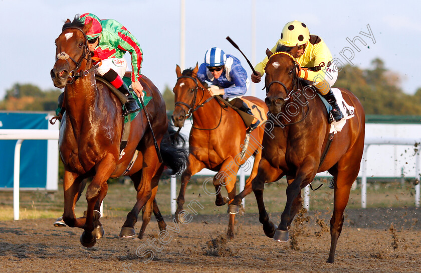 Angel s-Glory-0002 
 ANGEL'S GLORY (right, Andrea Atzeni) beats CARRICKLANE (left) in The Breeders Backing Racing EBF Fillies Novice Stakes Div2
Kempton 15 Aug 2018 - Pic Steven Cargill / Racingfotos.com