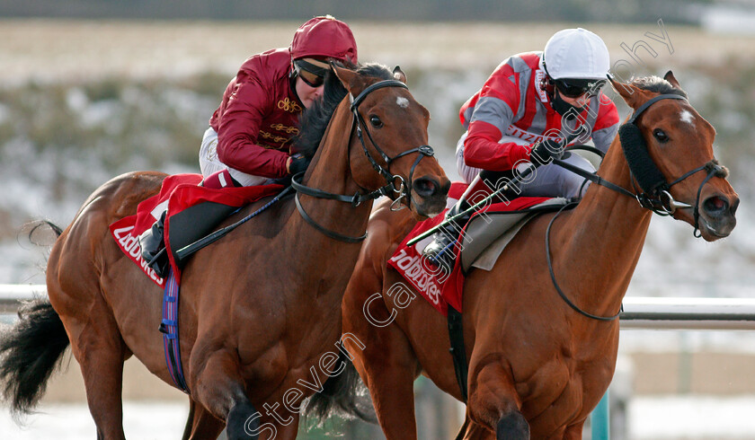 Twilight-Heir-0007 
 TWILIGHT HEIR (left, Cieren Fallon) beats CHARLIE FELLOWES (right) in The Get Your Ladbrokes Daily Odds Boost Handicap
Lingfield 13 Feb 2021 - Pic Steven Cargill / Racingfotos.com