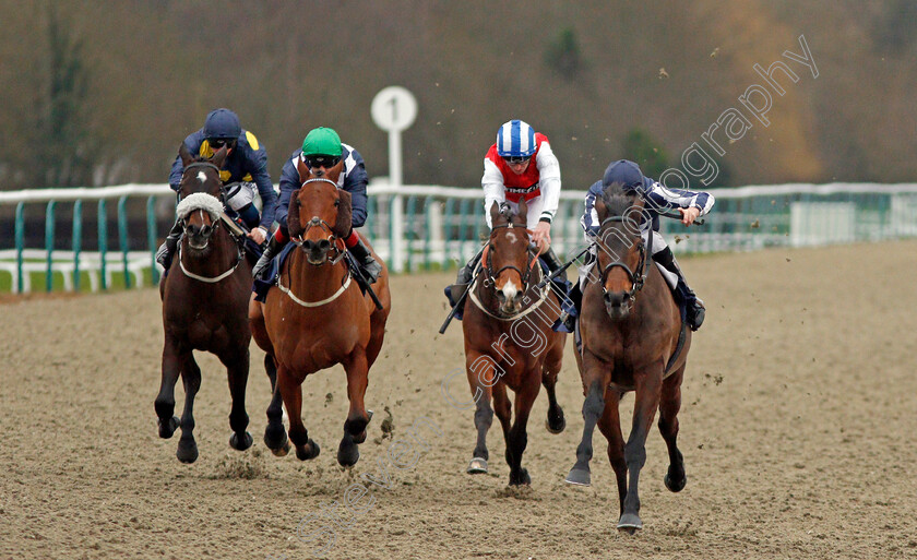 Kyllachy-Gala-0001 
 KYLLACHY GALA (right, Luke Morris) beats MATEWAN (2nd left) and PURDEY'S GIFT (left) in The Betway Handicap
Lingfield 2 Jan 2020 - Pic Steven Cargill / Racingfotos.com