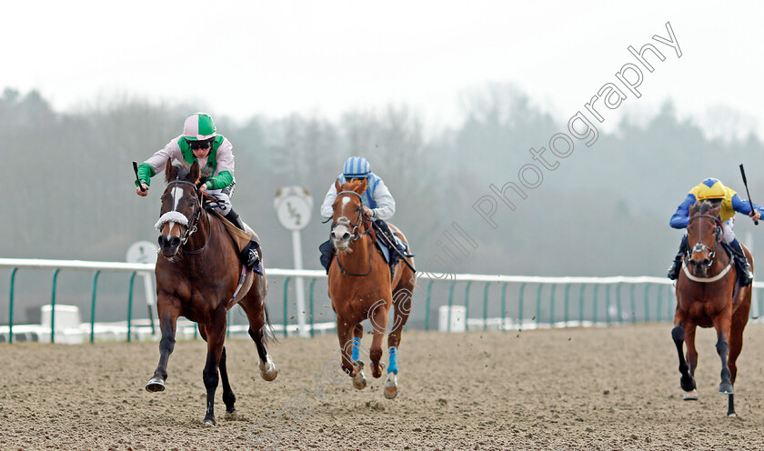 Lady-Perignon-0001 
 LADY PERIGNON (left, Jason Watson) wins The 32Red.com Fillies Handicap Lingfield 13 Jan 2018 - Pic Steven Cargill / Racingfotos.com