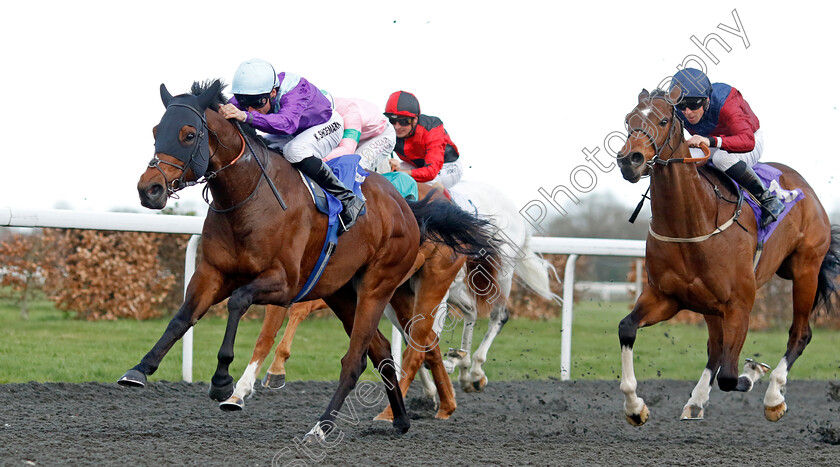 Prop-Forward-0005 
 PROP FORWARD (Kieran Shoemark) beats INGRA TOR (right) in The Wise Betting At Racingtv Handicap
Kempton 10 Apr 2023 - Pic Steven Cargill / Racingfotos.com