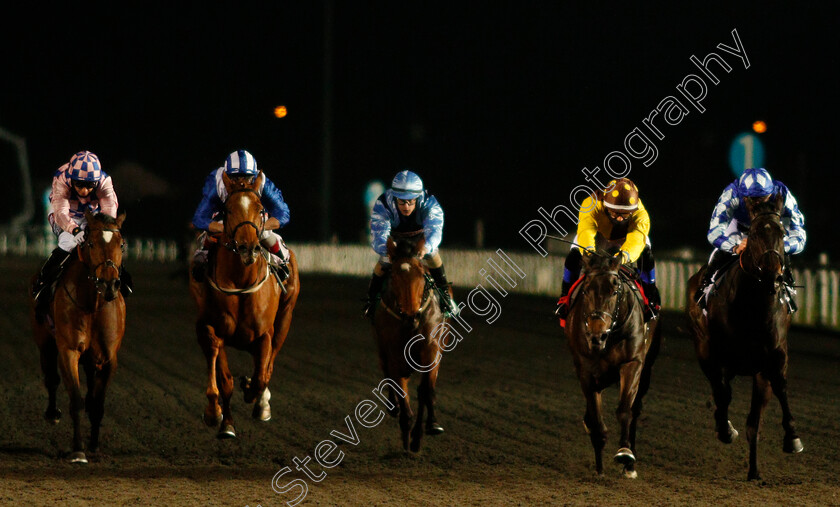 Au-Clair-De-Lune-0003 
 AU CLAIR DE LUNE (2nd right, Benoit de la Sayette) beats NO NAY BELLA (right) ELTHAM PALACE (left) GHUMAMA (2nd left) and TUNDRA (centre) in The Unibet 3 Uniboosts A Day Fillies Handicap
Kempton 31 Mar 2021 - Pic Steven Cargill / Racingfotos.com