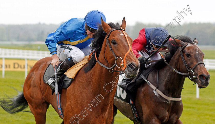 Adjutant-0004 
 ADJUTANT (left, Jim Crowley) beats WHY WE DREAM (right) in The Dubai Duty Free Tennis Championships Maiden Stakes Div1 Newbury 21 Apr 2018 - Pic Steven Cargill / Racingfotos.com