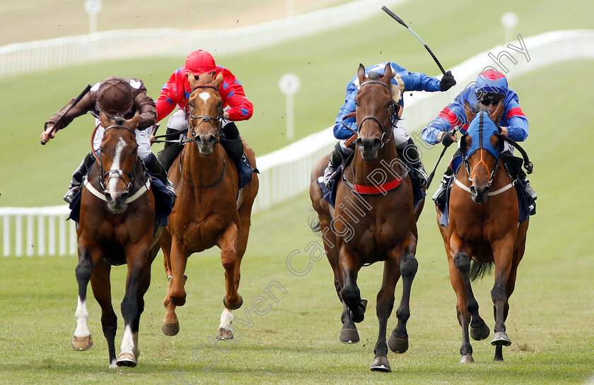 Aces-0004 
 ACES (left, Ryan Moore) beats SIR TITAN (2nd right) and ROLL ON RORY (right) in The 188bet Mobile Bet10 Get20 Handicap
Newmarket 28 Jun 2018 - Pic Steven Cargill / Racingfotos.com