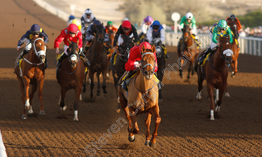 Nizaal-0007 
 NIZAAL (Pat Cosgrave) wins The Al Hudaiba Contracting LLC Maiden
Jebel Ali 11 Jan 2019 - Pic Steven Cargill / Racingfotos.com