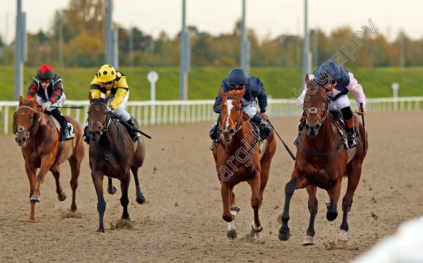 Montague-0002 
 MONTAGUE (right, Dougie Costello) beats FUSION CENTRAL (2nd right) in The Bet toteplacepot At betfred.com Claiming Stakes Chelmsford 12 Oct 2017 - Pic Steven Cargill / Racingfotos.com