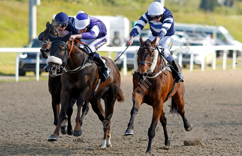 Monaadhil-0005 
 MONAADHIL (right, James Sullivan) beats THE CHARMER (left) in The Save My Soul Classified Stakes
Chelmsford 7 Jun 2022 - Pic Steven Cargill / Racingfotos.com