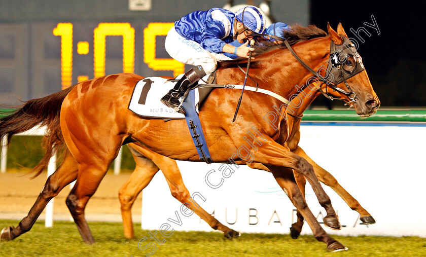 Faatinah-0005 
 FAATINAH (Jim Crowley) wins The Cleveland Clinic Abu Dhabi World Class Healthcare Cup Handicap Meydan 18 Jan 2018 - Pic Steven Cargill / Racingfotos.com