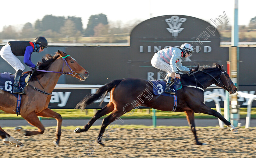 Cardano-0004 
 CARDANO (Richard Kingscote) beats CENTROID (left) in The Betway Handicap
Lingfield 9 Jan 2021 - Pic Steven Cargill / Racingfotos.com