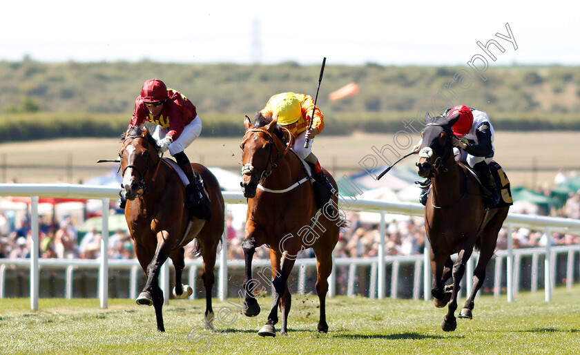 Second-Step-0001 
 SECOND STEP (centre, Andrea Atzeni) beats DYLAN MOUTH (left) and CRIMSON ROSETTE (right) in The Betway Fred Archer Stakes
Newmarket 30 Jun 2018 - Pic Steven Cargill / Racingfotos.com