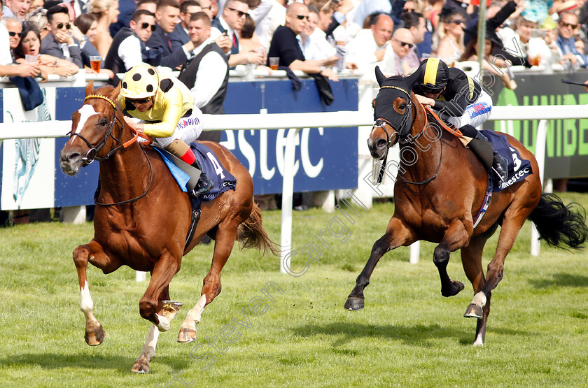 Ajman-King-0002 
 AJMAN KING (Andrea Atzeni) beats BROROCCO (right) in The Investec Wealth & Investment Handicap
Epsom 1 Jun 2018 - Pic Steven Cargill / Racingfotos.com