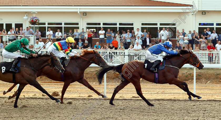 George-0004 
 GEORGE (Jim Crowley) beats PHEIDIPPIDES (centre) and DOLCISSIMO (left) in The Monster Energy Handicap
Chelmsford 24 Jul 2018 - Pic Steven Cargill / Racingfotos.com