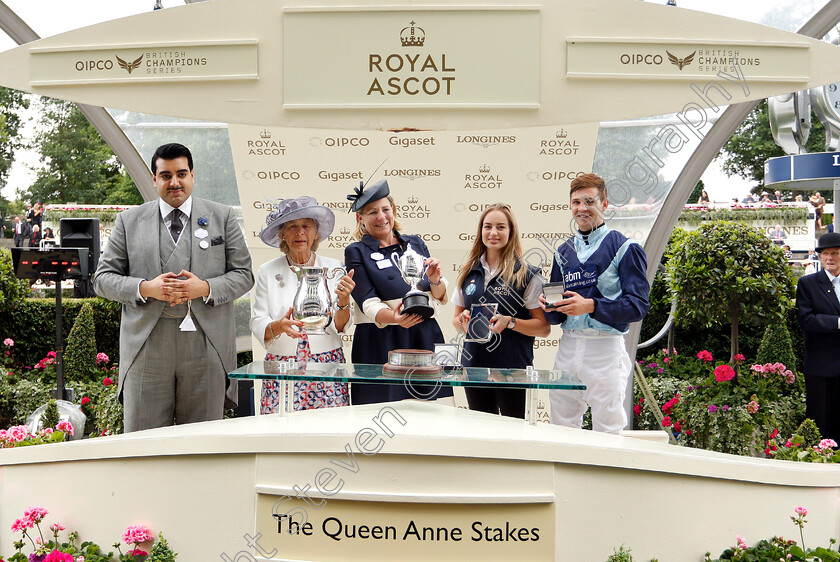 Accidental-Agent-0015 
 Presentation by Sheikh Hamad bin Abdullah Al Thani to Eve Johnson Houghton, Charles Bishop and Mrs R F Johnson-Houghton for The Queen Anne Stakes won by ACCIDENTAL AGENT
Royal Ascot 19 Jun 2018 - Pic Steven Cargill / Racingfotos.com