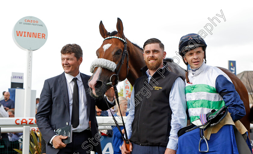 Coltrane-0009 
 COLTRANE (David Probert) with Andrew Balding after The Coral Doncaster Cup
Doncaster 11 Sep 2022 - Pic Steven Cargill / Racingfotos.com