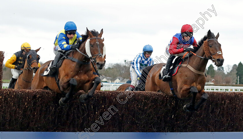 Threeunderthrufive-0005 
 THREEUNDERTHRUFIVE (right, Harry Cobden) beats SHAN BLUE (left) in The Injured Jockeys Fund Ambassadors Programme Swinley Handicap Chase
Ascot 17 Feb 2024 - Pic Steven Cargill / Racingfotos.com