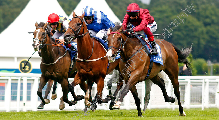 Magical-Morning-0002 
 MAGICAL MORNING (right, Frankie Dettori) beats MAYDANNY (centre) and ESCOBAR (left) in The Coral Challenge Handicap
Sandown 3 Jul 2021 - Pic Steven Cargill / Racingfotos.com