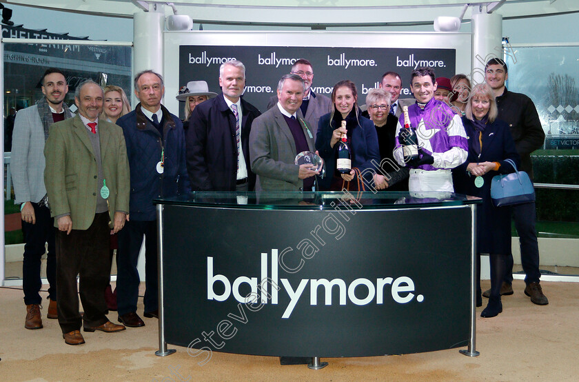 Coolanly-0006 
 Presentation to Five Go Racing, Sally Randell and Paddy Brennan for The Ballymore Novices Hurdle won by COOLANLY
Cheltenham 16 Nov 2018 - Pic Steven Cargill / Racingfotos.com