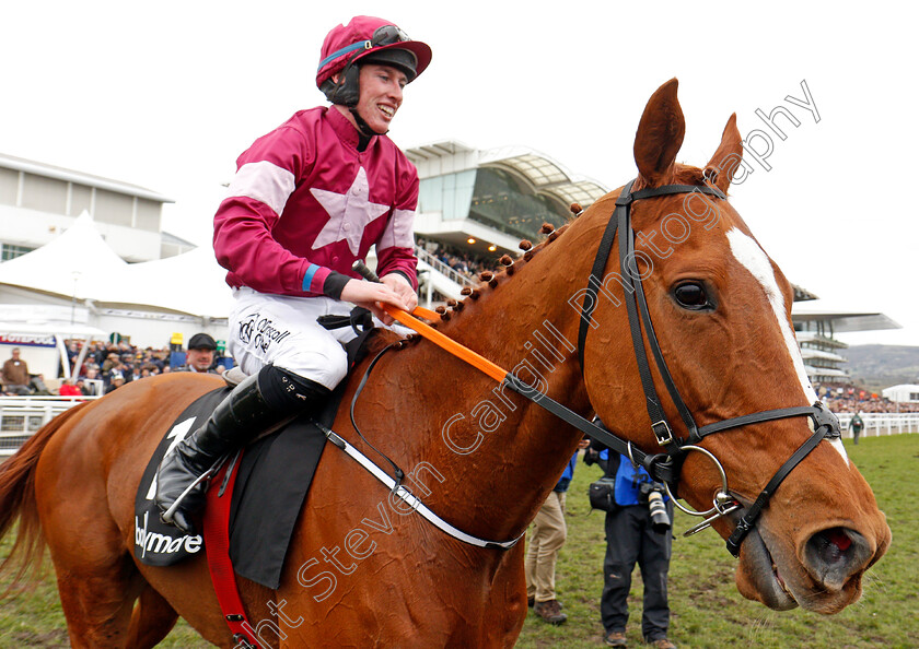 Samcro-0013 
 SAMCRO (Jack Kennedy) after The Ballymore Novices Hurdle Cheltenham 14 Mar 2018 - Pic Steven Cargill / Racingfotos.com