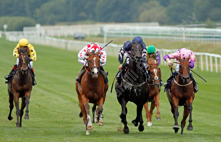 Thechildren strust-0003 
 THECHILDREN'STRUST (2nd right, Rhys Clutterbuck) beats ROCK ICON (right) and SPANISH STAR (2nd left) in The Betway Handicap
Lingfield 14 Aug 2020 - Pic Steven Cargill / Racingfotos.com