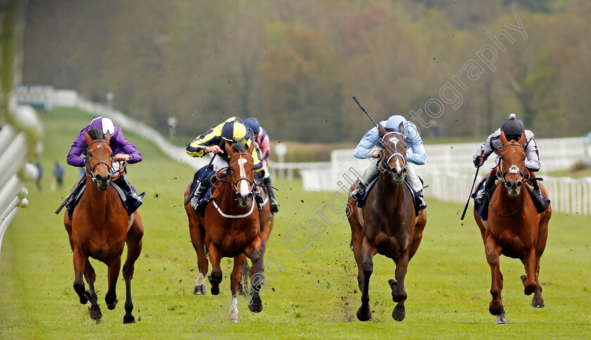 Axana-0001 
 AXANA (2nd right, Jason Watson) beats BOUNCE THE BLUES (right) ISABELLA GILES (2nd left) and MEU AMOR (left) in The Novibet Chartwell Stakes
Lingfield 8 May 2021 - Pic Steven Cargilll / Racingfotos.com