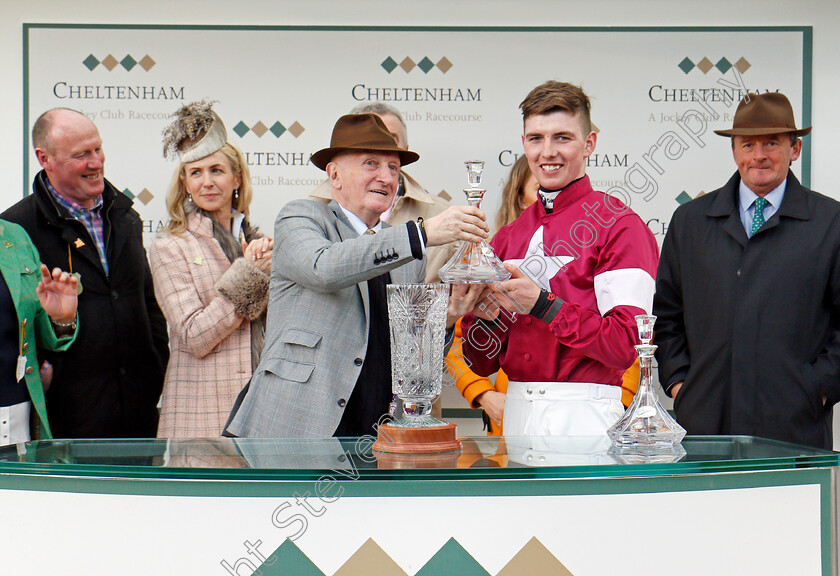 Blow-By-Blow-0012 
 Presentation to Donagh Meyler for The Martin Pipe Conditional Jockeys Handicap Hurdle won by BLOW BY BLOW Cheltenham 16 Mar 2018 - pic Steven Cargill / Racingfotos.com