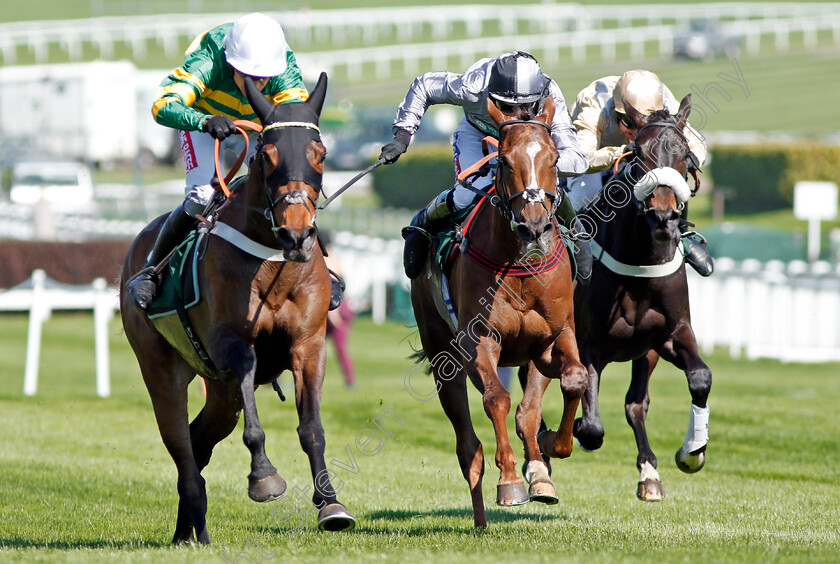 Dame-De-Compagnie-0004 
 DAME DE COMPAGNIE (left, Barry Geraghty) beats BANJO GIRL (centre) in The Huw Stevens Jo Whiley Afterparty Onsale Mares Novices Hurdle Cheltenham 19 Apr 2018 - Pic Steven Cargill / Racingfotos.com