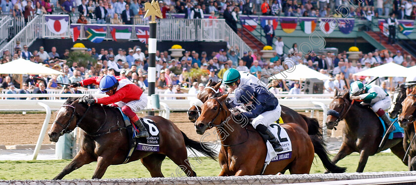 Inspiral-0004 
 INSPIRAL (Frankie Dettori) beats WARM HEART (right) in The Breeders' Cup Filly & Mare Turf
Santa Anita 4 Nov 2023 - Pic Steven Cargill / Racingfotos.com