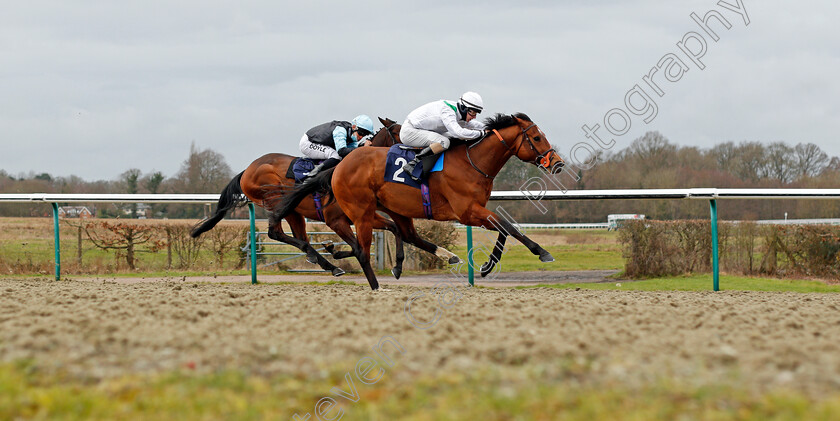 Heaven-Forfend-0002 
 HEAVEN FORFEND (Richard Kingscote) wins The Bombardier March To Your Own Drum Novice Stakes
Lingfield 19 Feb 2021 - Pic Steven Cargill / Racingfotos.com