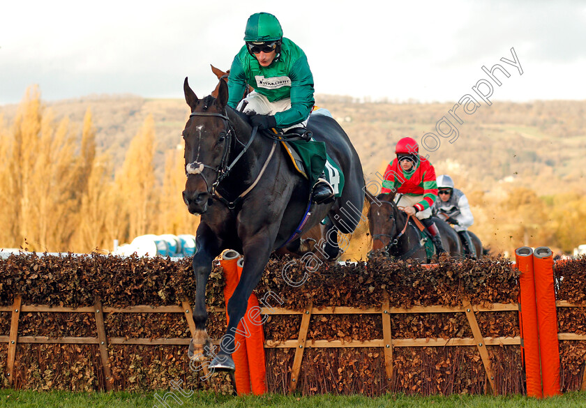 Calett-Mad-0002 
 CALETT MAD (Daryl Jacob) wins The Junior Jumpers Novices Hurdle Cheltenham 28 oct 2017 - Pic Steven Cargill / Racingfotos.com