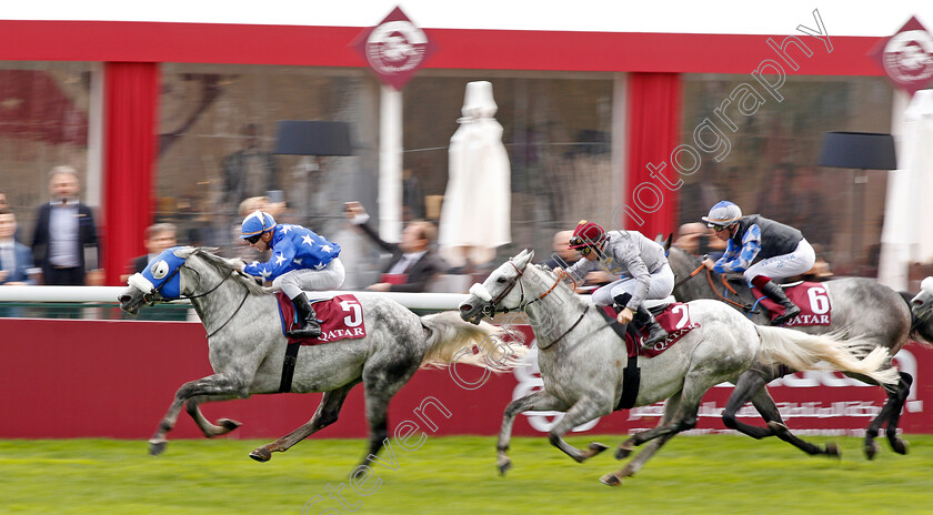 Ebraz-0002 
 EBRAZ (Maxime Guyon) beats KHATAAB (right) in The Qatar Arabian World Cup
Longchamp 6 Oct 2019 - Pic Steven Cargill / Racingfotos.com