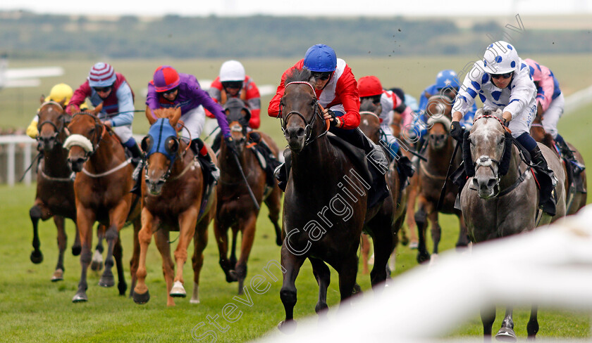 Twilight-Calls-0001 
 TWILIGHT CALLS (centre, David Probert) beats KING OF STARS (right) in The Moet & Chandon Handicap
Newmarket 9 Jul 2021 - Pic Steven Cargill / Racingfotos.com