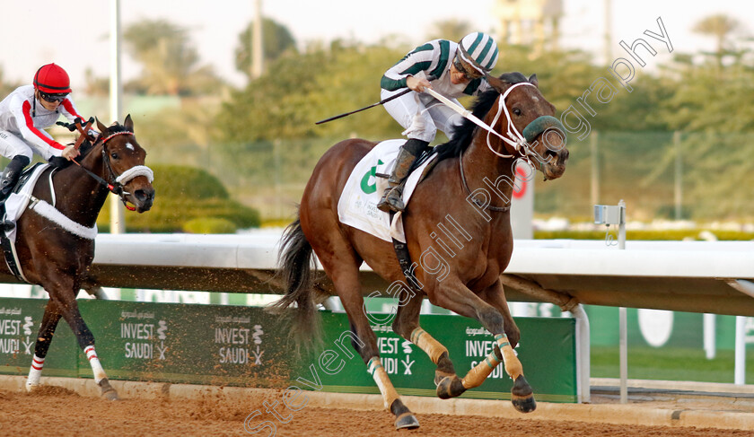 Mo-Aela-0002 
 MO AELO (Maryline Eon) wins The International Jockeys Challenge R2
King Abdulaziz Racecourse, Saudi Arabia, 23 Feb 2024 - Pic Steven Cargill / Racingfotos.com