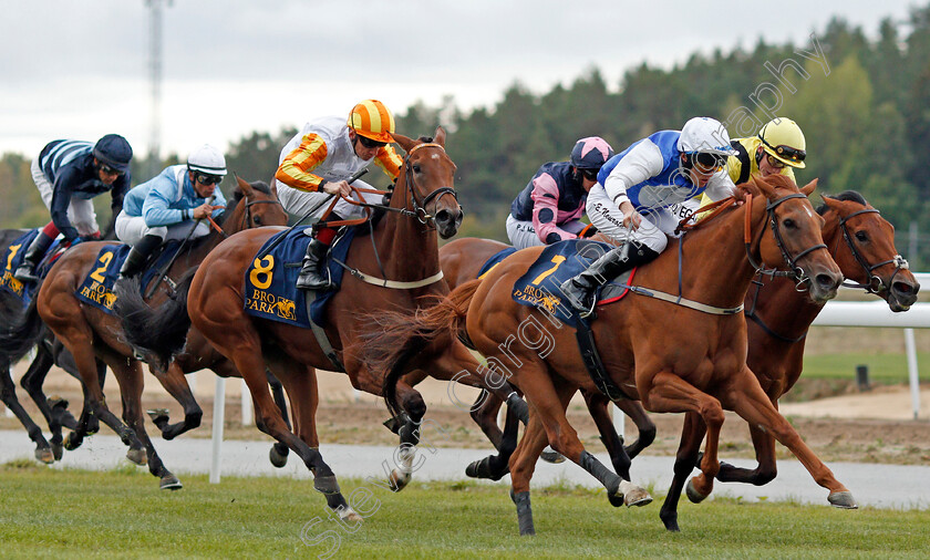 Appelina-0003 
 APPELINA (Jan-Erik Neuroth) beats MAAMORA (farside) and HATEYA (left) in The Lanwades Stud Stakes
Bro Park, Sweden 22 Sep 2019 - Pic Steven Cargill / Racingfotos.com